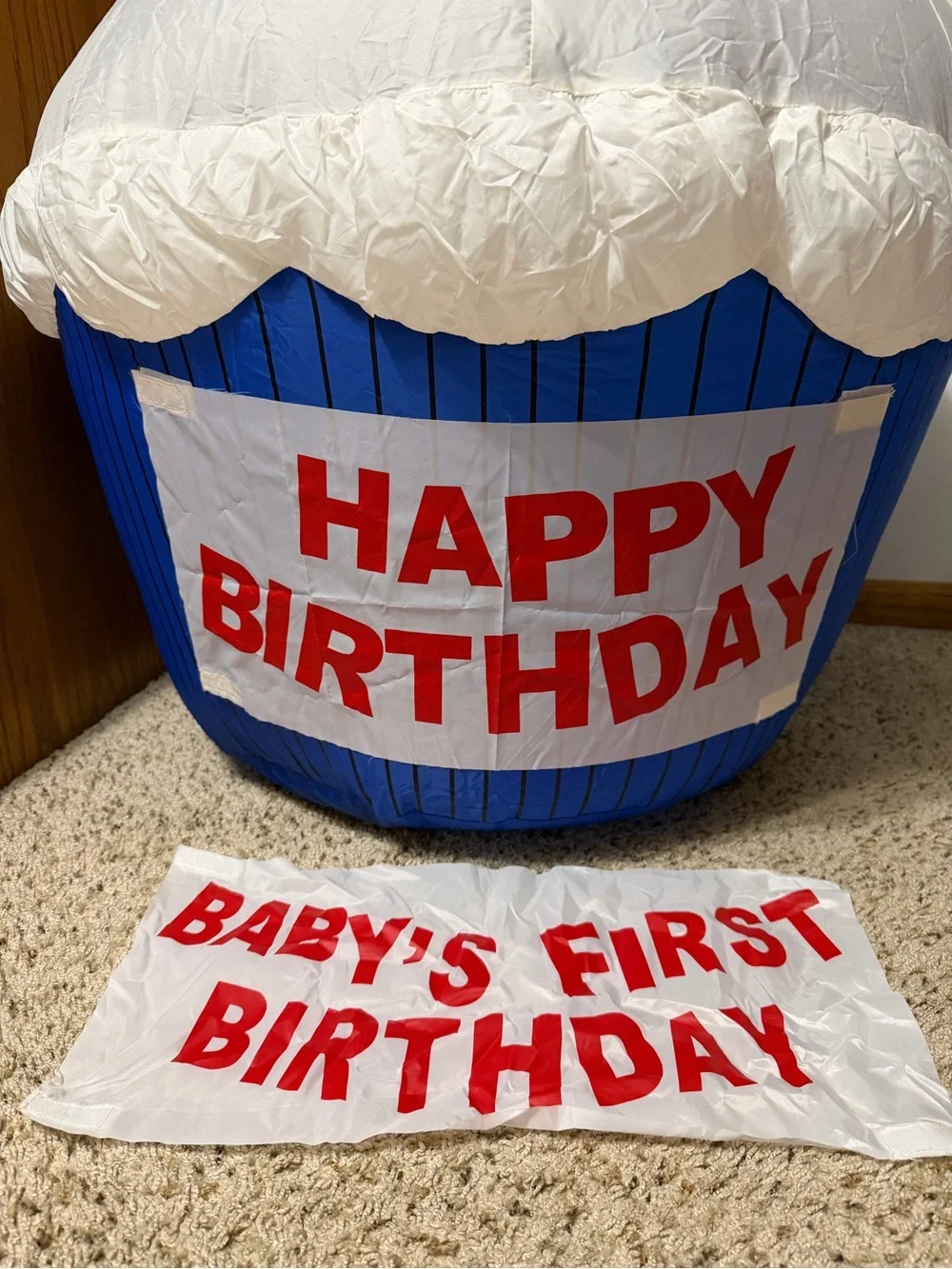 Happy & Baby’s First Birthday 4 Ft Air blown Inflatable Cupcake Party Decoration